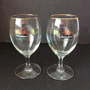 Set of 2 Vintage Heineken Lady Stemmed Beer Glasses VintageFindsFound bild 3