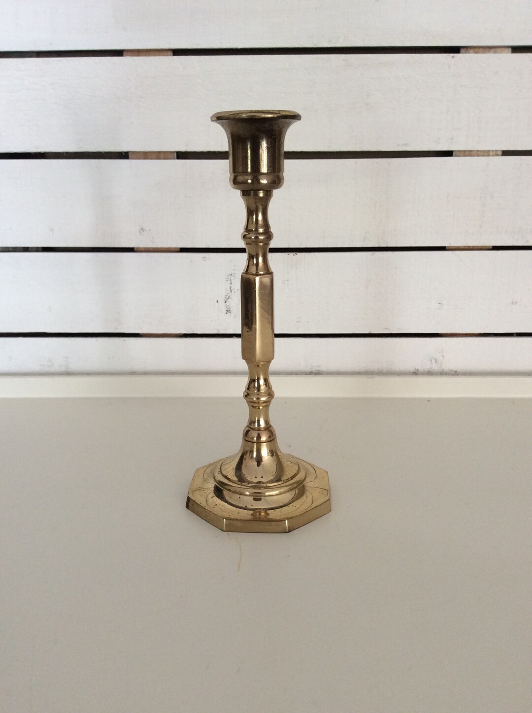 Vintage Solid Brass Candlestick Holder Made in India Etsy