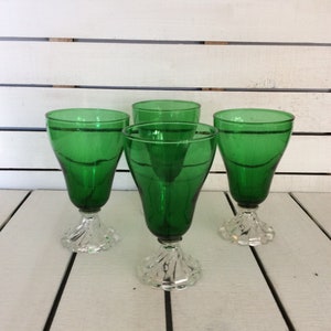 Anchor Hocking Burple Inspiration Green 6" Water Goblets VintageFindsFound Set of 4 Vintage