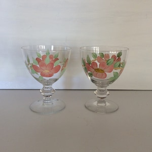 Franziskaner Desert Rose 8 Unzen Becher von Imperial Glass 2er Set Made in USA Ersatz VintageFindsGefunden Hand bemalt