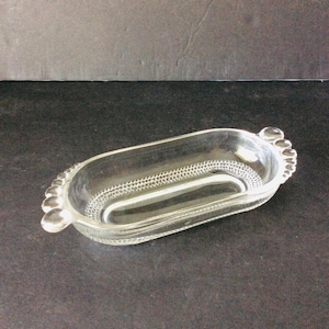 Duncan & Miller Teardrop Clear Handled Pickle Dish Pressed Glass with Graduated Ball Handles Replacement VintageFindsFound Vintage