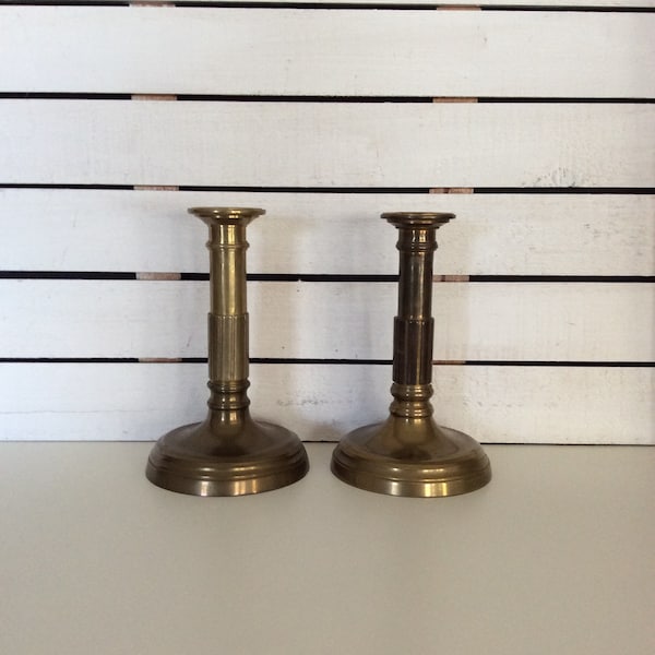 Set of 2 Vintage Solid Brass Art Deco Inspired Candlestick Holders VintageFindsFound