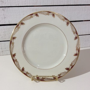 Lenox Essex Maroon Salad Plate Made in USA Replacement Discontinued VintageFindsFound Maroon and Gold Smooth