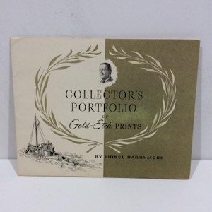 Portfolio di stampe incise in oro di Lionel Barrymore, opere d&#39;arte d&#39;epoca, incisioni in lamina d&#39;oro, VintageFindsFound, arte retrò