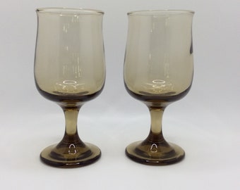 Tawny Tulip Wine Glasses by Libbey Set of 2 VintageFindsFound