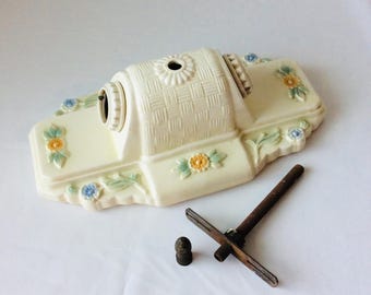 Lámpara de techo ovalada de porcelana con dos luces, montaje empotrado, VintageFindFound