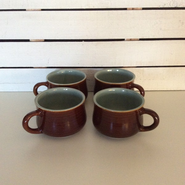 Set of 4 Vintage Red Wing Village Green Cups Made in USA MCM VintageFindsFound Discontinued Farmhouse Chic Country Cottage