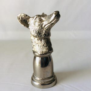 Silver Metal Stirrup Cup Wolf Fox Vintage VintageFindsFound Retro Barware Hunting Lodge Decor Rustic Decor Gifts