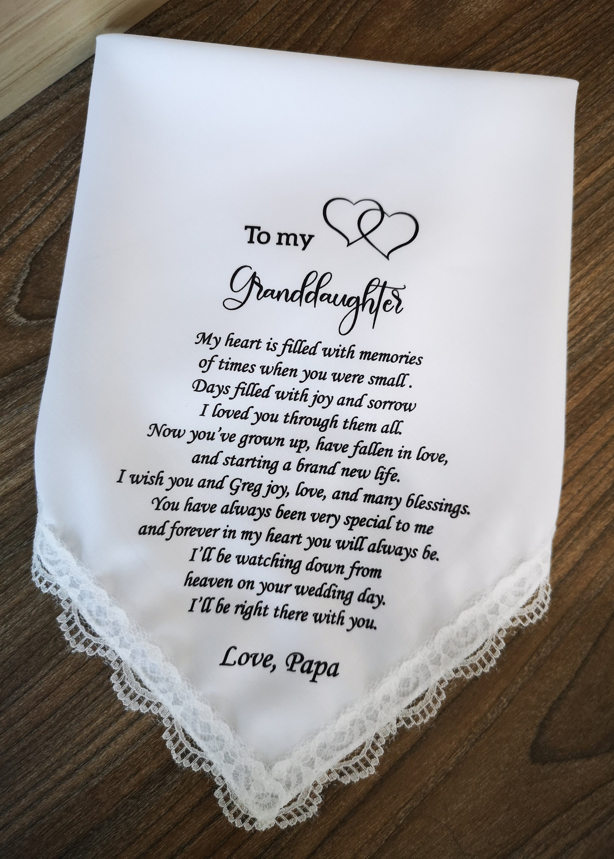 9 Grandfather of the Bride Handkerchief-Wedding Hankerchief-PRINT-CUSTOMIZE-Wedding gift to Grandpa-Grandfather hankie from the Bride-MS1FCAC by Snugahug
