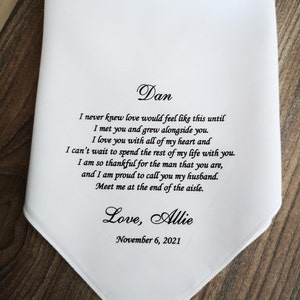 Groom Gifts from Bride, Grooms gift handkerchief, Wedding gift for groom, Fiance handkerchief, Future Husband poem, 8091