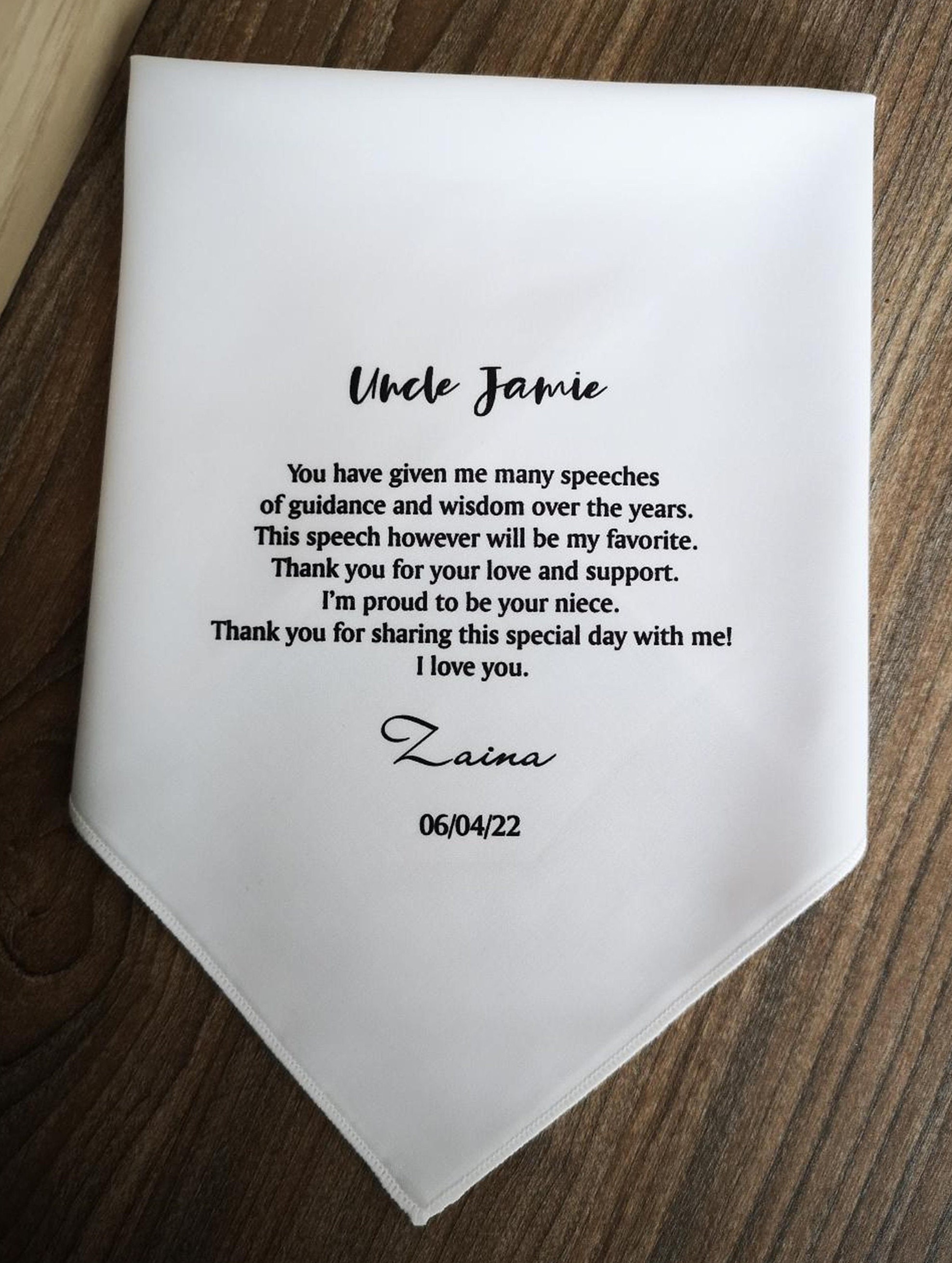 Uncle of the Bride Gift from Bride- Personalized Handkerchief, Thank you for sharing this special day with me, 8100