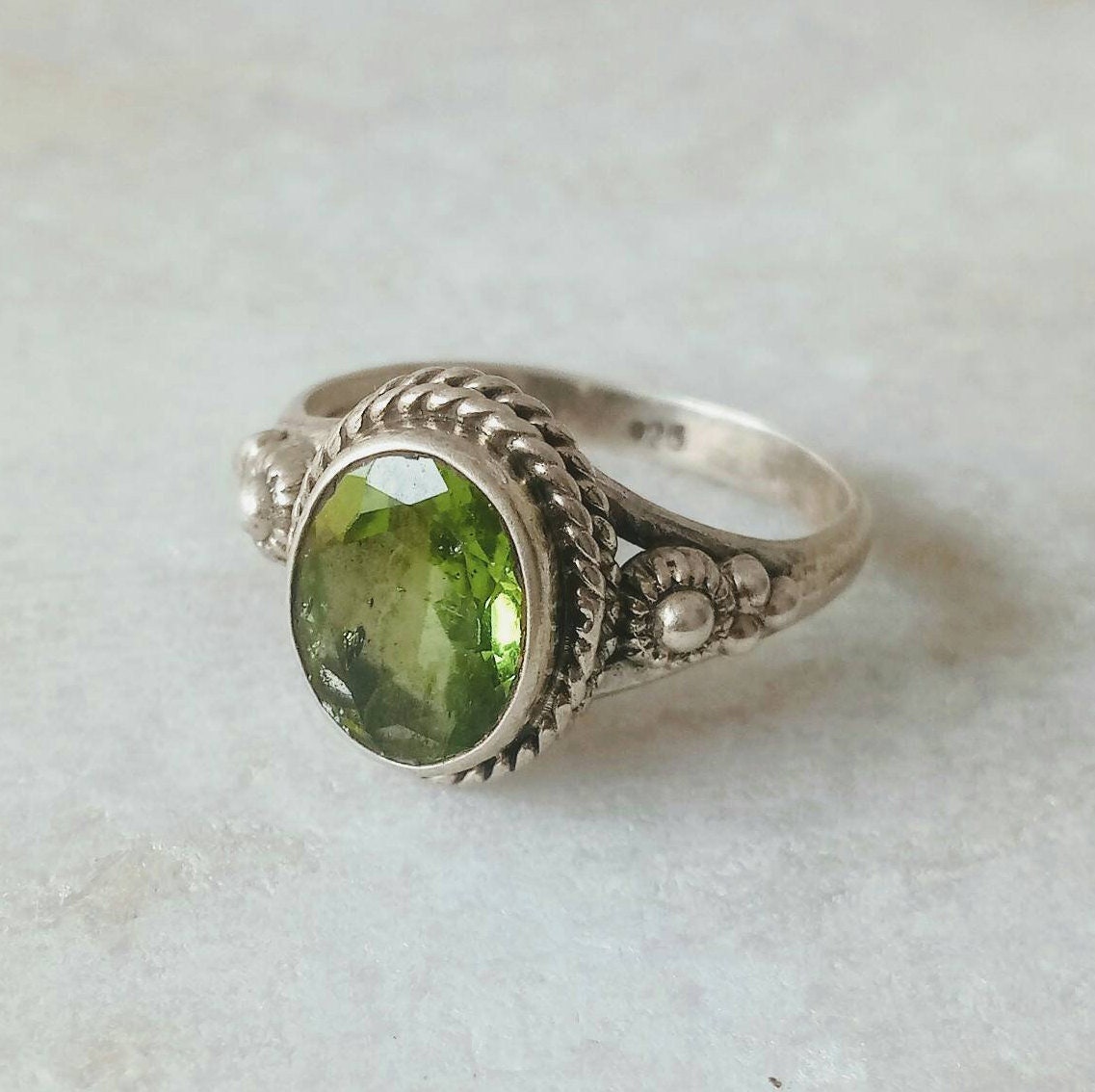 Peridot Ring Sterling Silver Ring Size 3 4 5 6 7 14 1516 - Etsy