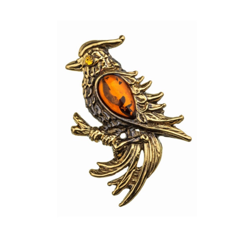 Exquisite Vintage Russian Souvenir Brass Brooch Chibis Original Antique Baltic Amber Jewelry A Perfect gift.