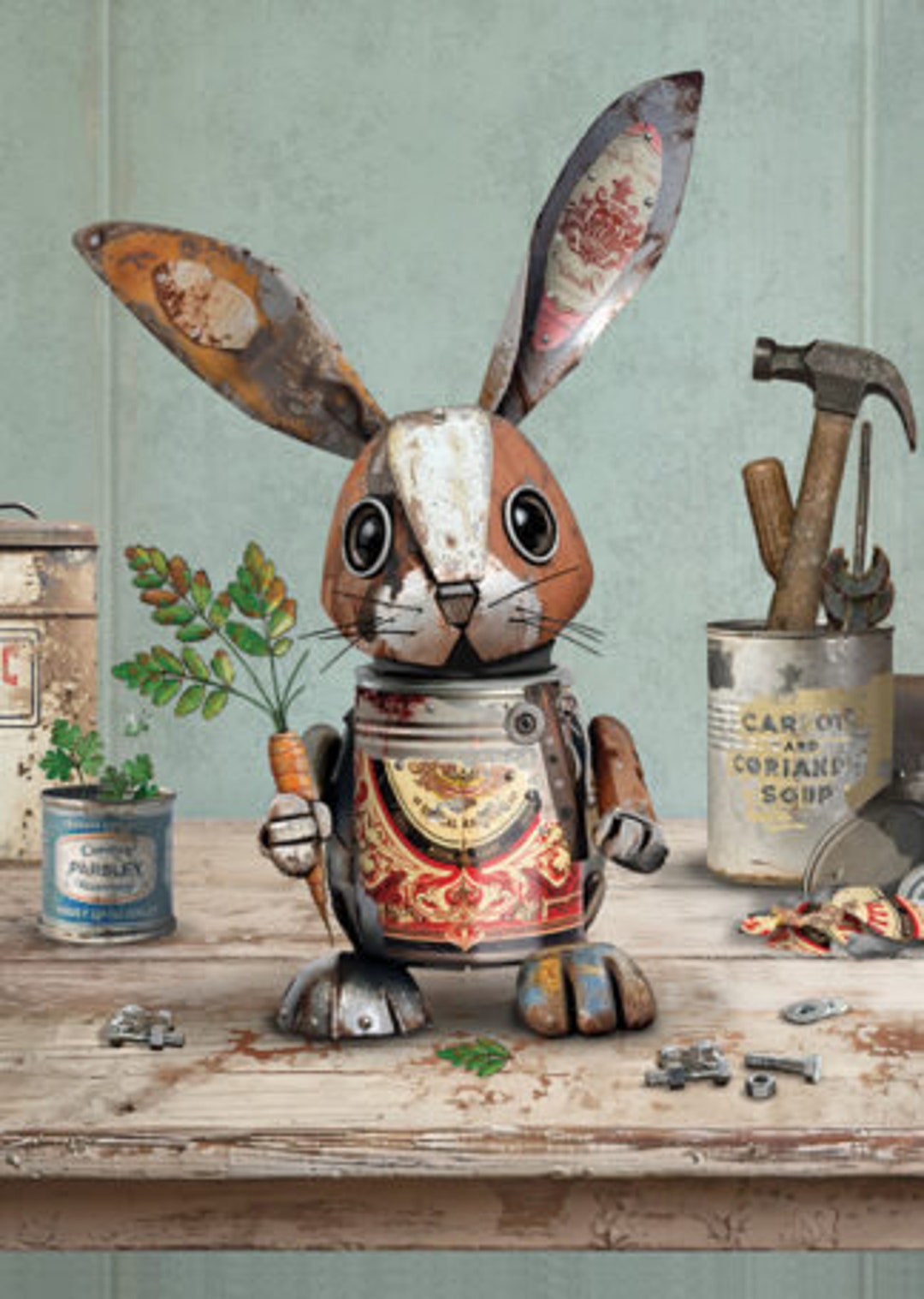 Scrappy Rabbit Bug Art Birthday Card Scrap Rabbit Greetings Card With Envelope FREE UK ...