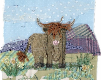 Ginger Coo Tweed Highland Cow Greetings Card With Envelope FREE UK POSTAGE