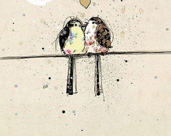 Bug Art Geburtstagskarte Zwei Lovebirds Grußkarte mit Umschlag KOSTENLOSER UK Porto