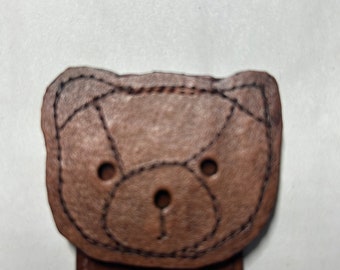 Teddy Bear Leather Bookmark Handmade Free UK Postage