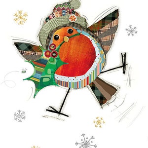 Carte de Noël Bug Art Carte de vœux Holly Robin AFFRANCHISSEMENT GRATUIT AU ROYAUME-UNI