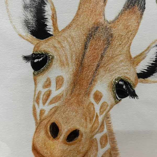 Giraffe Glitter Card with Envelope by English Graphics FREE UK POSTAGE