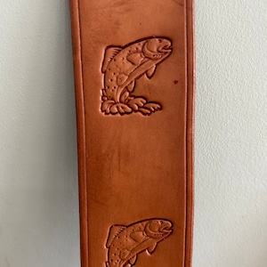 Leather Bookmark Trout Fishing Handmade Free UK Postage