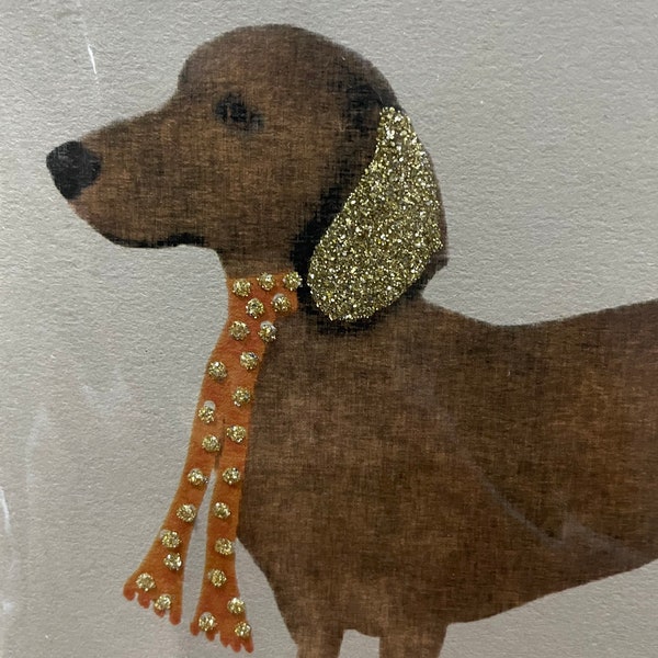 Wiener Dog Glitter Card with Envelope by English Graphics FREE UK POSTAGE
