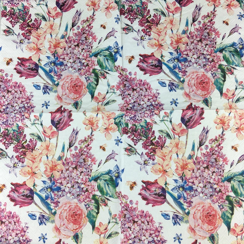 5 Paper Party Napkins Flower Composition pack of 5 3 ply tissue Luxury Serviettes Free UK postage