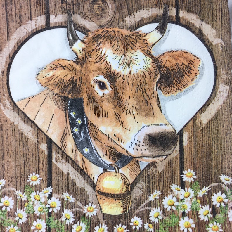 5 Paper Party Napkins Cow pack of 5 3 ply Luxury Animal Etsy