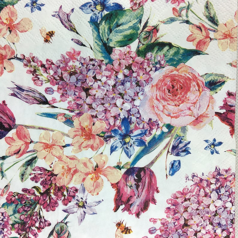 5 Paper Party Napkins Flower Composition pack of 5 3 ply tissue Luxury Serviettes Free UK postage