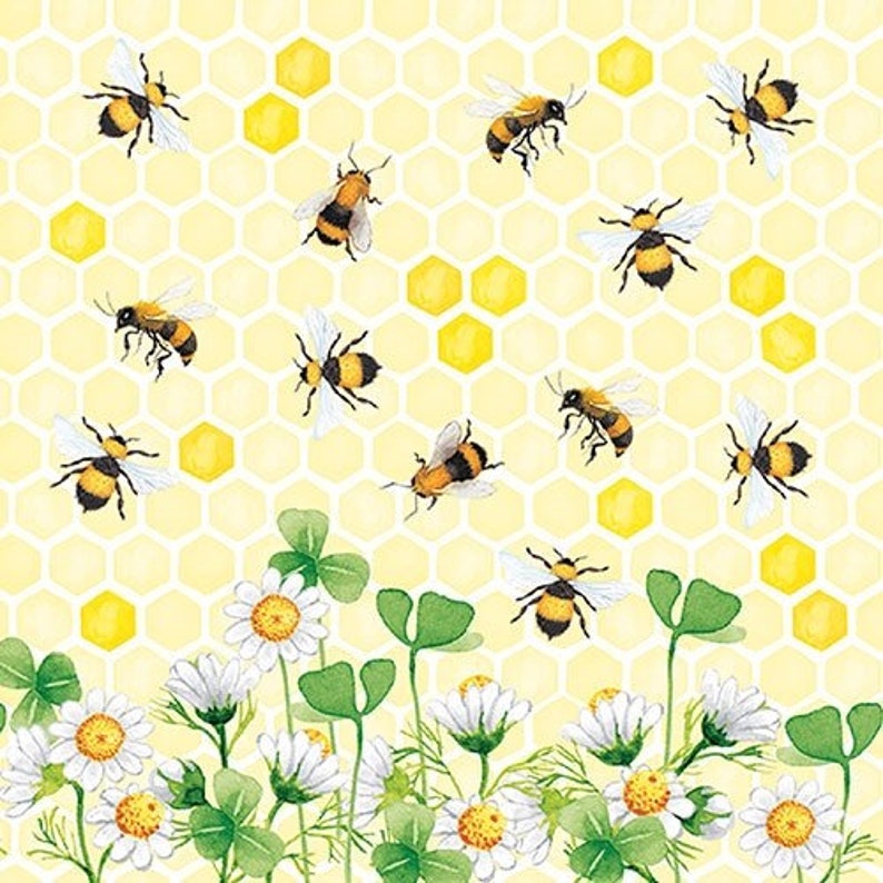 5 Paper Party Napkins Honey Bee Bees Joy Pack of 5 3 Ply Etsy