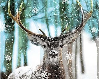 Winter Deer Paper Napkins, Pack of 5, 3-Ply Tissue Serviettes