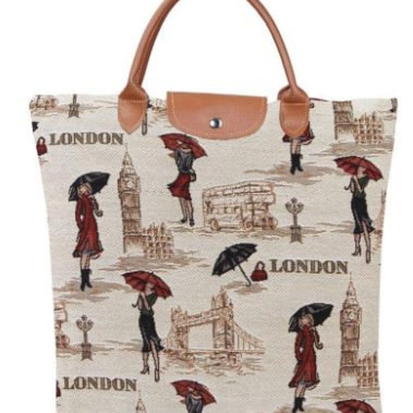 Miss London Tapestry Foldaway Bag FREE UK Postage
