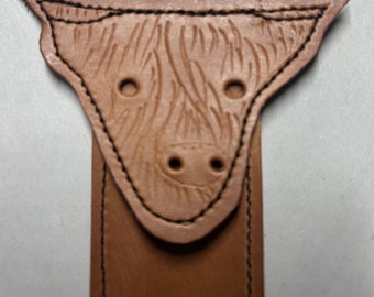 Mc Hamish Highland Cow Leather Bookmark Handmade Free UK Postage
