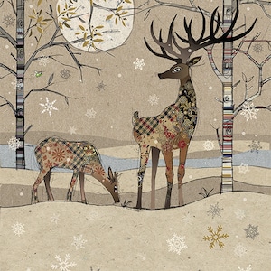 Bug Art Carte de vœux Cerf Paysage Noël Papier Foil Carte FRAIS DE PORT GRATUITS AU ROYAUME-UNI