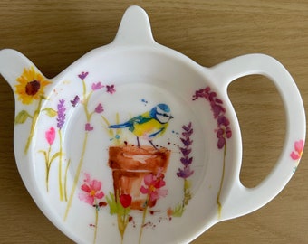 Floral Bird Garden Tea bag Tidy  Dining Decor FREE UK Postage