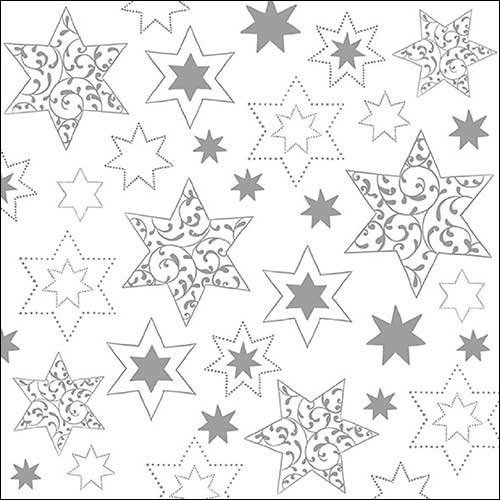 20 Piece Paper Napkins in White with Gold Stars 3 Ply Party Accessories 