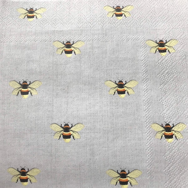 5  Paper Party Napkins Honey Bee Bees Collage pack of 5 3 ply insects tissue serviettes FREE UK POSTAGE