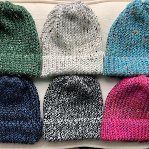 Knit Hats, Beanie, Tweed Knit Hats for Women and Men Sized Small and Medium, Winter Hats, Warm Hats, Snow Hats, Handmade Hats, Unisex