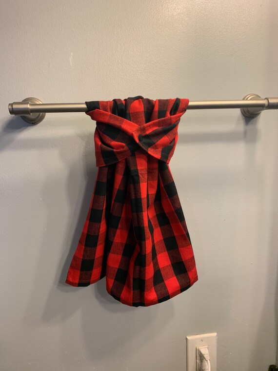 Red and Black Check Hanging Tea Towel Set of Two Christmas Dish