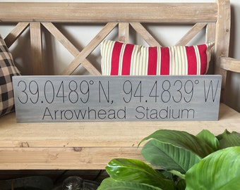 Arrowhead Stadium, GPS Coordinates Routed Sign, Home Sign, Significant Place, Sports Fan, Kansas City, Sports Stadium, Football
