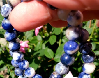 Sodalite Bracelet, Sodalite Beaded Bracelet, Gemstone Bracelet, Sodalite Jewelry, boho jewelry, hippie jewelry, yoga bracelet