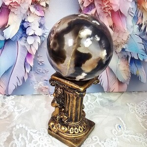 Black Flower Agate Sphere, Crystal Ball Crystals, Gift - Etsy