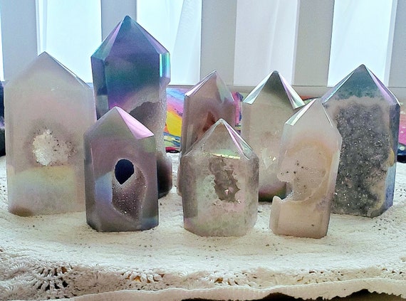 Aura Druzy Agate Towers, Crystal, Home Decor