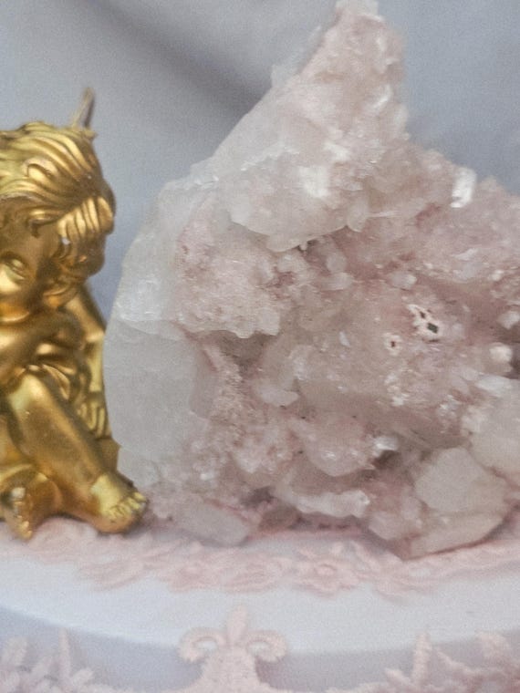 RARE Pink Sugar Apophyllite with Stillbite from India , Apophyllite, Crystal, Crystal