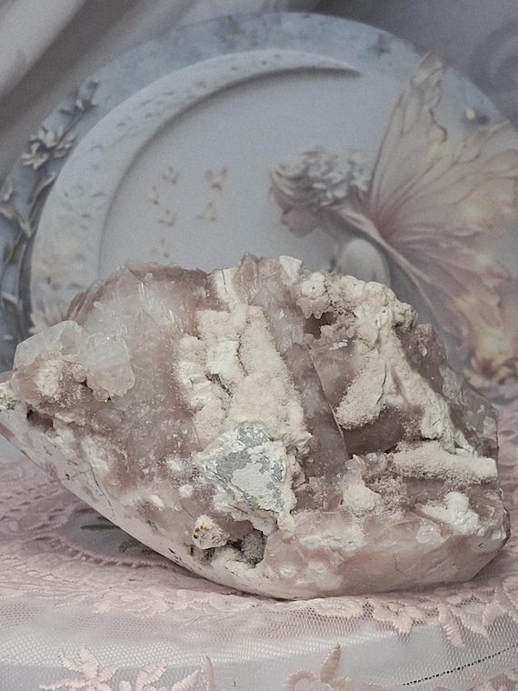 RARE Pink Sugar Apophyllite with Stillbite from India , Apophyllite, Crystal, Crystal