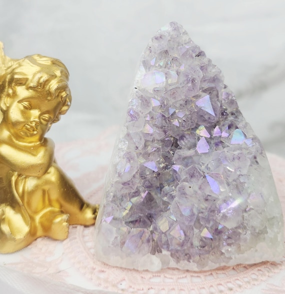Rare Angel Aura Amethyst Cutbase, Angel Aura Amethyst, Statement Piece