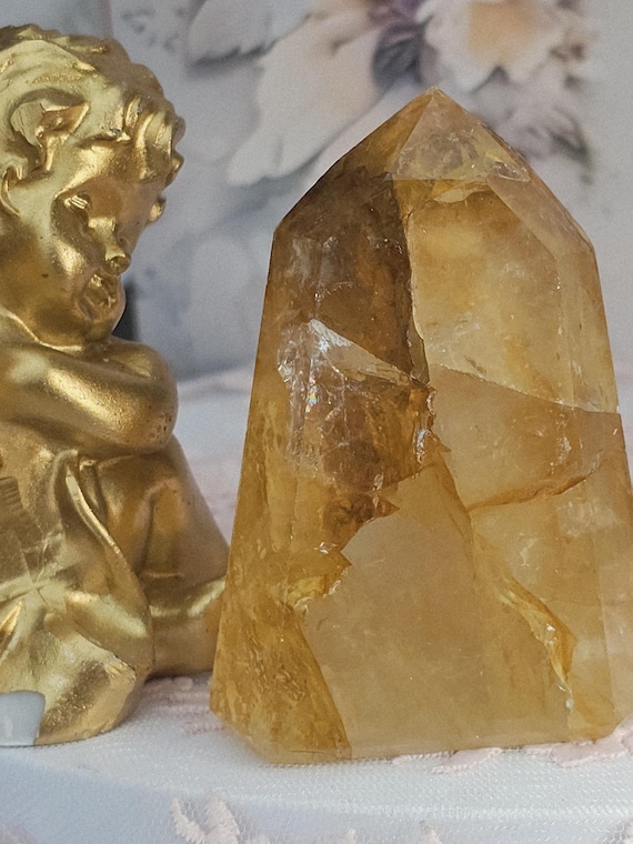 Golden Healer Quartz Tower,  Columbia, Golden Healer with Dendritic, Feng Shui Crystal, Chakra Stone