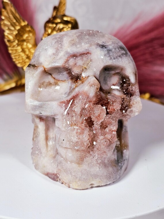 LG Pink Amethyst Skull, Druzy Skull , Crystal Art , Gift