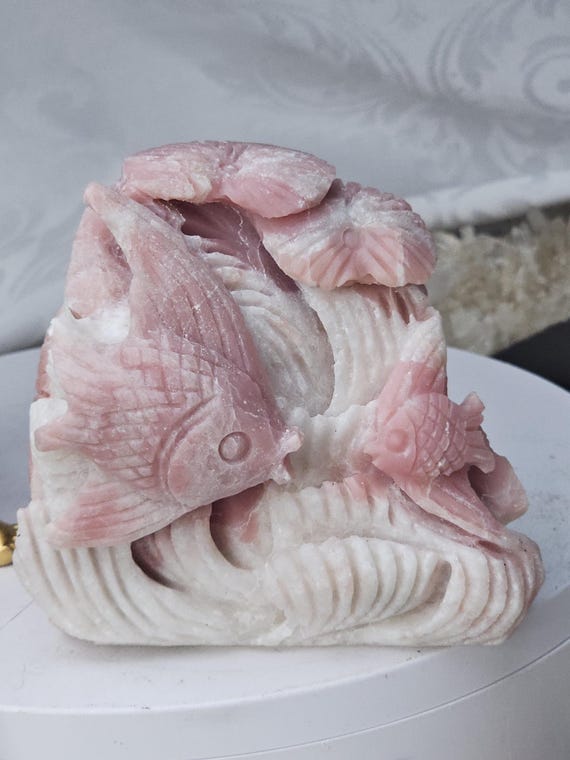 Pink Opal fish, Pink Opal, Pink Fish, Crystal Sculpture, Statement Piece,