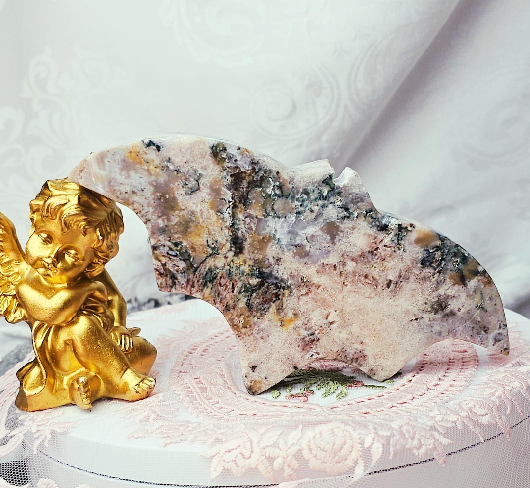 Pink Amethyst Crystal Bat Sculpture With Druzy - Etsy