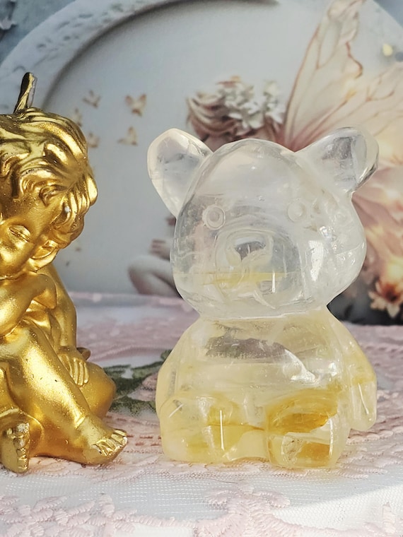 Golden Healer Quartz Bear, Bear Art, Teddie Bear, Cute Crystal, Feng Shui Crystal, Chakra Stone